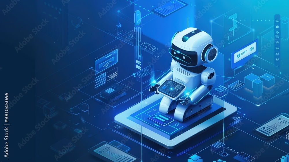 Poster use of chatbots in banking customer service.