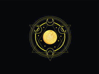 Obraz premium sacred geometry, mystical moon, spiritual, 
