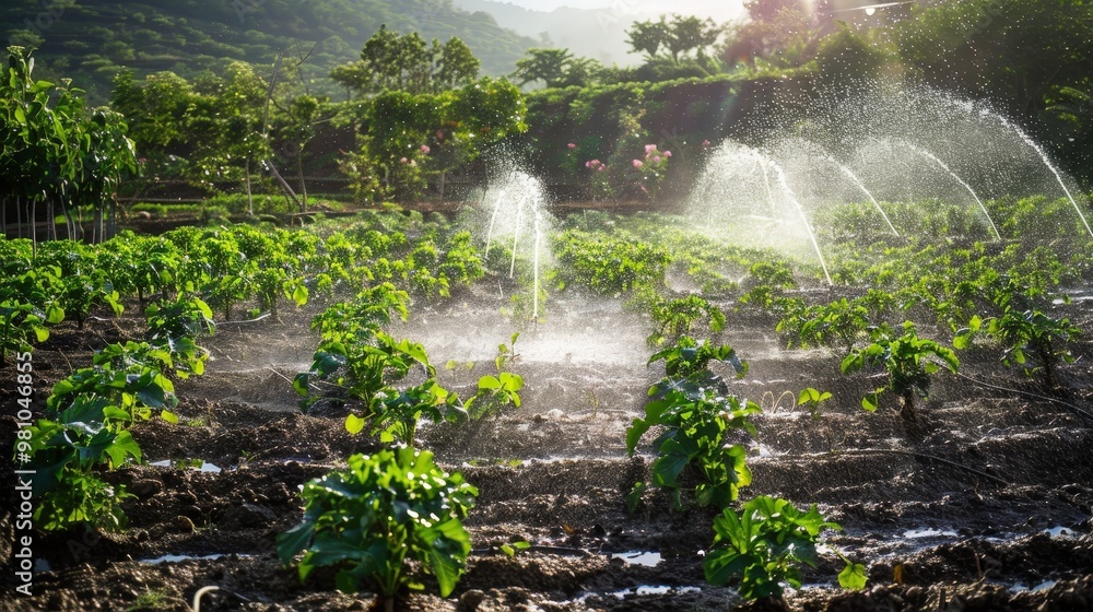 Poster water conservation practices, such as reducing water waste and implementing efficient irrigation sys