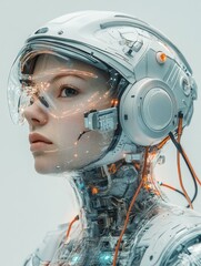 Fototapeta premium Complex robot with cybernetic enhancements and LEDs