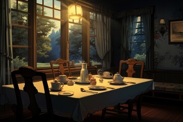 Fototapeta premium Room architecture tablecloth restaurant.