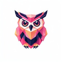 Obraz premium Vibrant Geometric Owl Design Featuring Sharp Angular Lines and Bold Color Blocks for Modern Art and Home Decor Enthusiasts