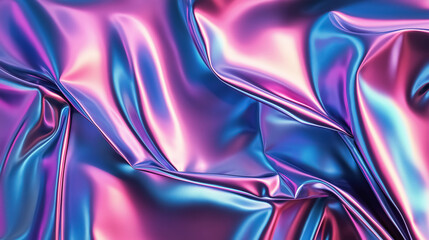 Fototapeta premium A holographic neon foil backdrop with radiant pink, blue, and green tones blending together