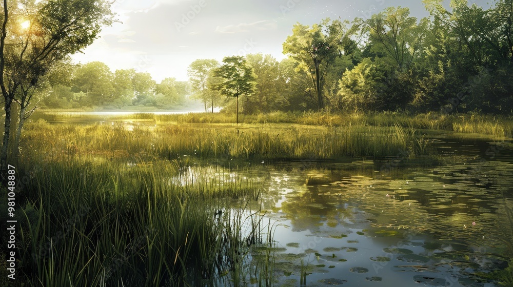 Canvas Prints Wetlands, including marshes and swamps, serve as natural water filters and flood protectors.