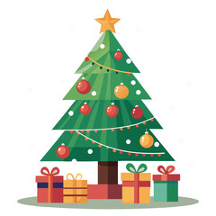 Christmas tree with gifts transparent background, Christmas Tree Gift Box Illustration, Christmas PNG Image