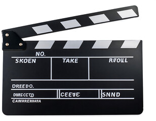 Obraz premium Clapperboards open and closed – A set of traditional movie clapperboards used during film p_1(113)