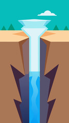 Land with mountain and waterfall vector. skyland vector
