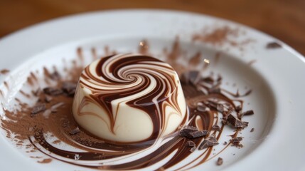 captivating chocolate swirl in a rich panna cotta.