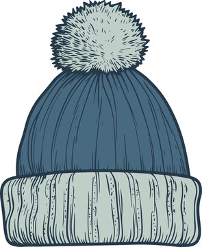 blue winter hat with pompom clip art preview