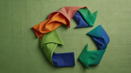 Obraz premium Fabric Recycling Symbol on Green Background