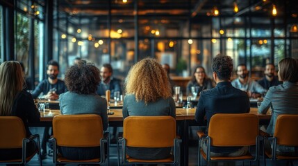 The Power of Collaboration: A diverse team engaged in a lively discussion, fostering innovation and strategic thinking in a modern, industrial-chic setting. 
