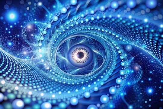 Vibrant blue field with swirling patterns and tiny white dots, exemplifying the entoptic phenomenon where the eye's