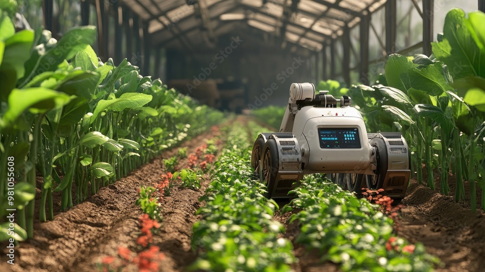 Poster robots autonomously harvesting crops in a smart farm using ai-based sensors and data analytics.