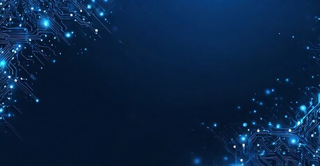 Futuristic Blue Circuit Board Background with Glowing Lights