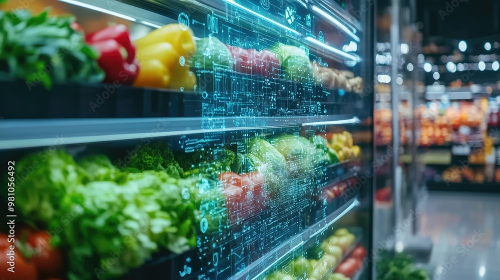 Poster scientists using ai tools to predict food spoilage and optimize storage conditions.