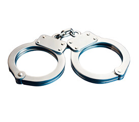 Close up of metal handcuffs isolated on transparent background