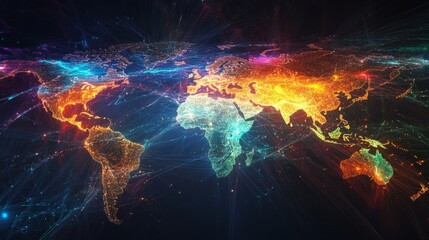 Global Network Connections   Digital World Map
