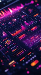 Fototapeta premium Futuristic user interface concept with wave-like menu animations