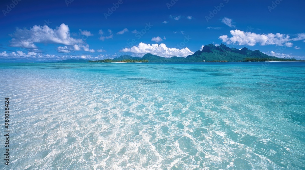 Poster The crystal-clear waters and white sand beaches of Bora Bora, French Polynesia.