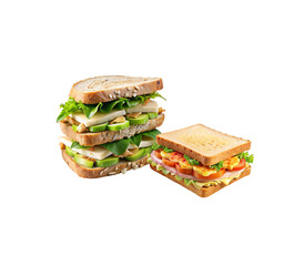 Delicious chicken and avocado sandwiches with fresh ingredients