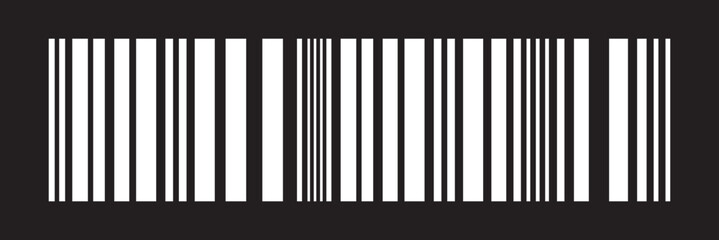 Realistic white Barcode icon on black background. Bar code icon. EPS 10.