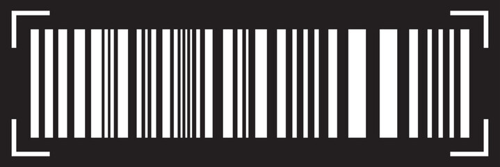 Realistic white Barcode icon on black background. Bar code icon. EPS 10.