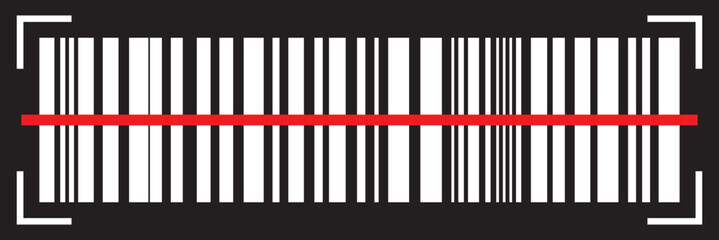 Realistic white Barcode icon on black background. Bar code icon. EPS 10.