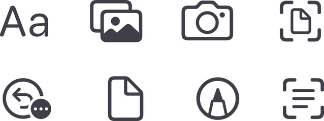 Accessory Bar Editing button Tools Icon set. Web, mobile UI icons
