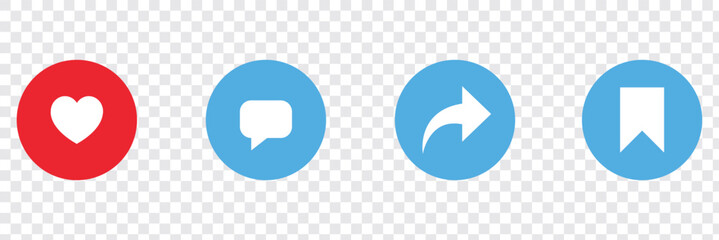 Like - Comment - Share - Save icon. EPS 10.