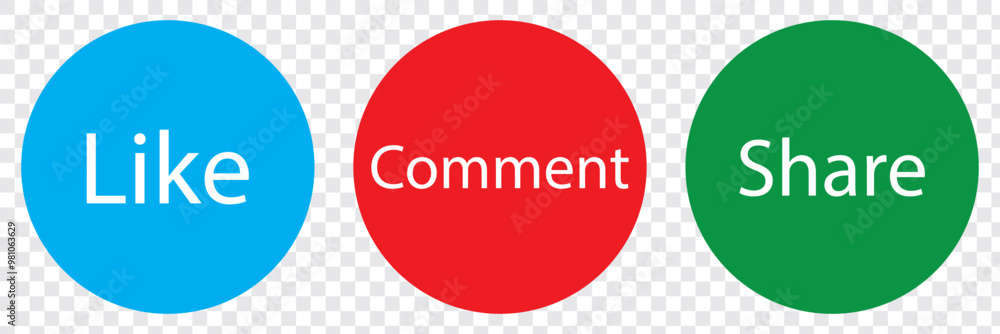 Poster like, comment, save and share button icon vector eps 10.