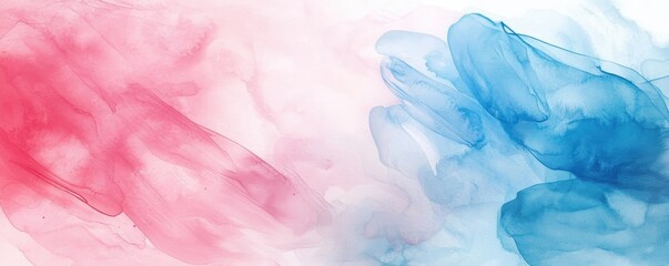 Abstract red and blue watercolor ink in water, blending and creating dreamy, cloud-like textures perfect for background and artistic design.