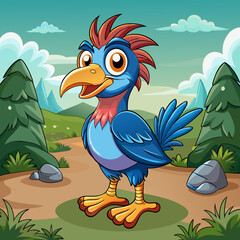 cartoon illustration of happy bird with wings. High quality illustration
