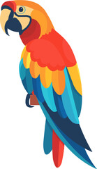 Fototapeta premium Colorful macaw icon flat on white isolated background, vector design.