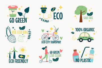 Set ecology bio letterings elements