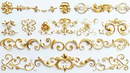 Fototapeta premium Elegant Vintage Gold Decorative Elements: Exquisite Frames, Swirls, and Borders for Timeless Design