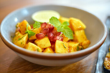 Mango salsa salad bowl.