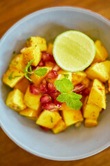 Mango salsa salad bowl.