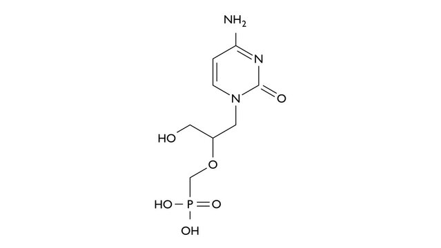 cidofovir molecule, structural chemical formula, ball-and-stick model, isolated image antiviral medication
