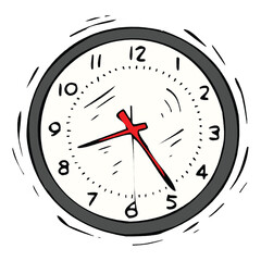 Vector simple classic black and white round wall clock isolated on white.