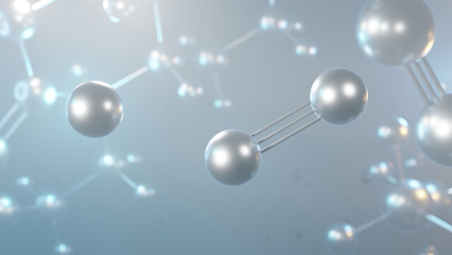 sodium cyanide molecular structure, 3d model molecule, salt, structural chemical formula view from a microscope