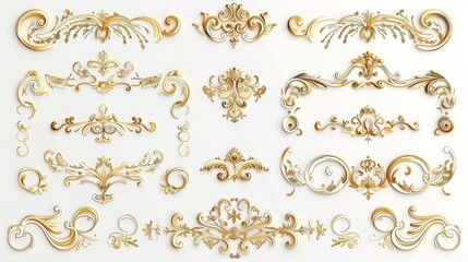 Elegant Vintage Gold Decorative Elements: Exquisite Frames, Swirls, and Borders for Timeless Design