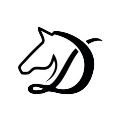 Letter D illustration of a horse logo