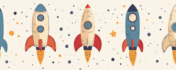Toy rockets on a white background. Vector flat minimalistic isolated illustration.