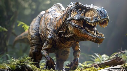 Tyrannosaurus Rex Dinosaur in a Lush Jungle