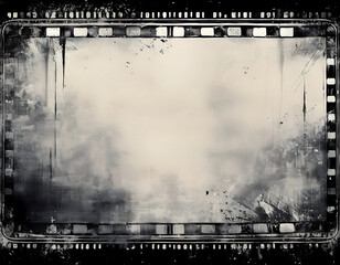  Grunge empty film background frame – A distressed, black and white 8K film border with grun_1(201)