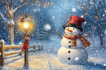 Fototapeta premium Snowman on the winter