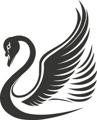 Obraz premium Elegant swan icon flat on white isolated background, vector design.
