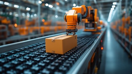 Automated robotic systems manage inventory levels in a modern warehouse environment