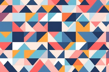 A modern geometric abstract pattern featuring colorful triangles and shapes in a mosaic layout, creating a dynamic and stylish visual design.