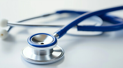 Blue stethoscope on white background